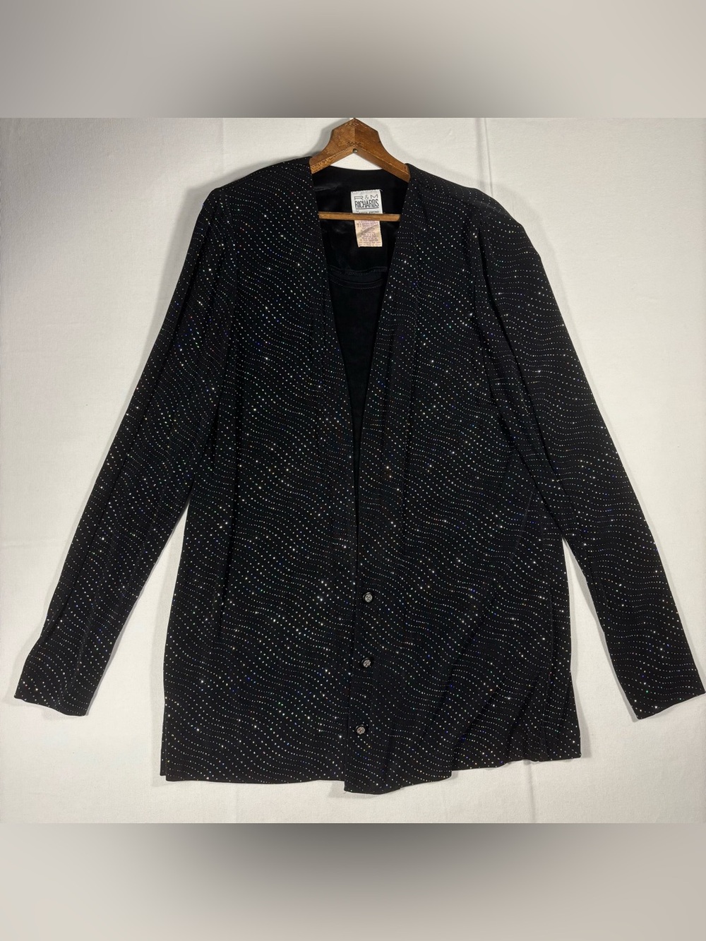 R&M Richards Karen Kwong Women's 12 Black Sparkle Button-Front Jacket & Tank